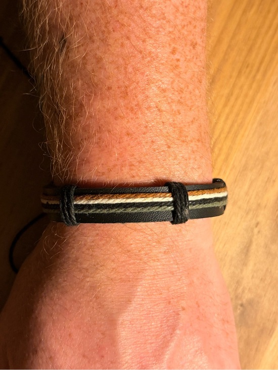 Other - Mens Black Multi-Stripe Leather Cord Bracelet NWOT